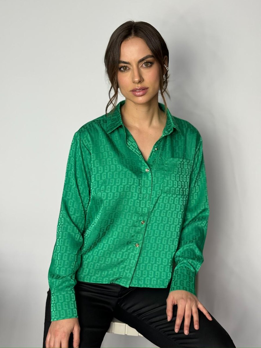 Blusa Gabrielle en satén verde