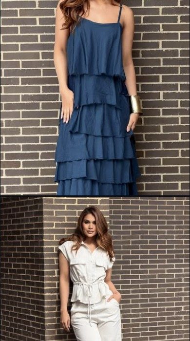Vestido tiered azul índigo